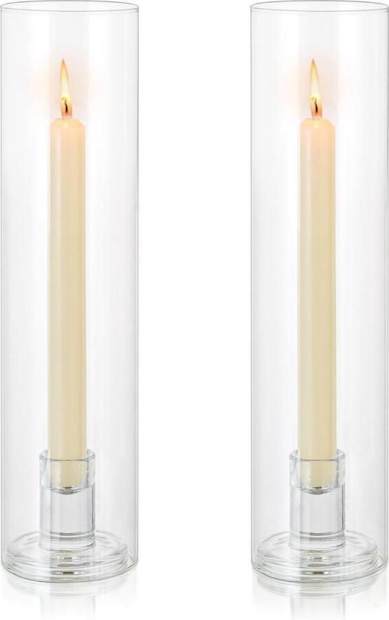 Taper Kaars Kandelaar Glazen Kaarsenhouder Verwijderbare Glazen Cover Tafel Middenstuk Bruiloft Decoratie Home Event 2 stuks