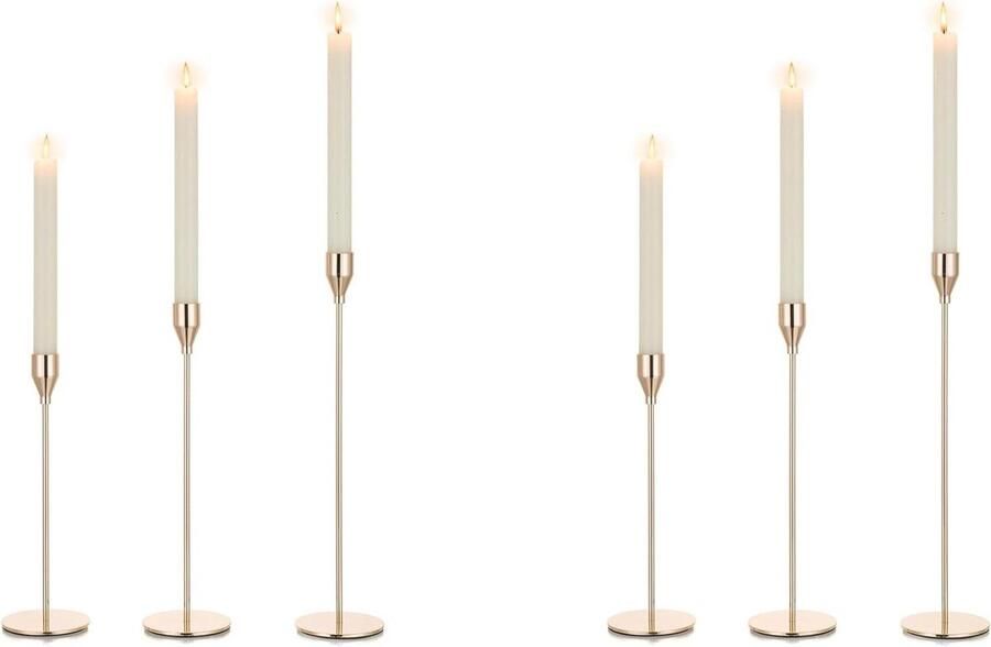 Taper Kaarsenhouders Set van 6 Rose Gouden Metalen Kandelaar Houders Lange Houder voor Kandelaars Hoge Kaarsenhouder Set voor Tafel Middelpunt Bruiloft Kerst Mantel Home