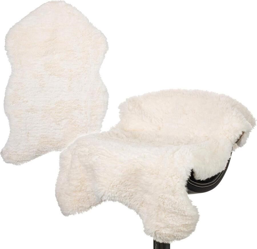 Tapijt in kunstlamsvacht crèmewit ca. 60 x 90 cm zacht en pluizig