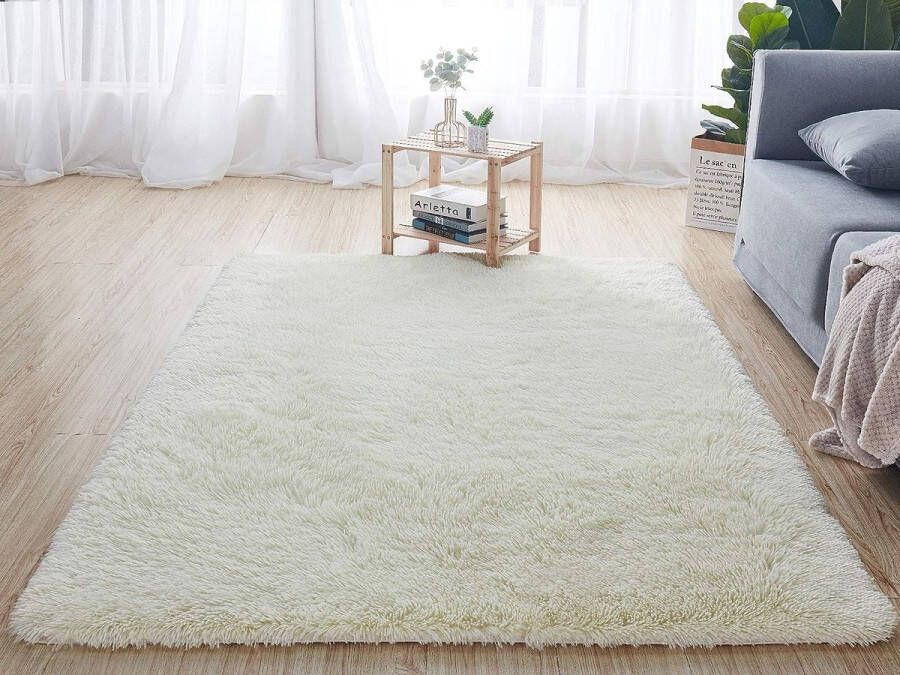 tapijt super zacht faux pluizig fluweel moderne pluizige binnentapijten lang haar vacht-look gezellige bedmat bankmat (wit 80 x 160 cm)