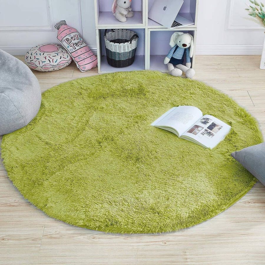 tapijt super zacht faux pluizig fluweel moderne pluizige binnentapijten lang haar vacht-look gezellige bedmat bankmat (groen 120 x 120 cm)