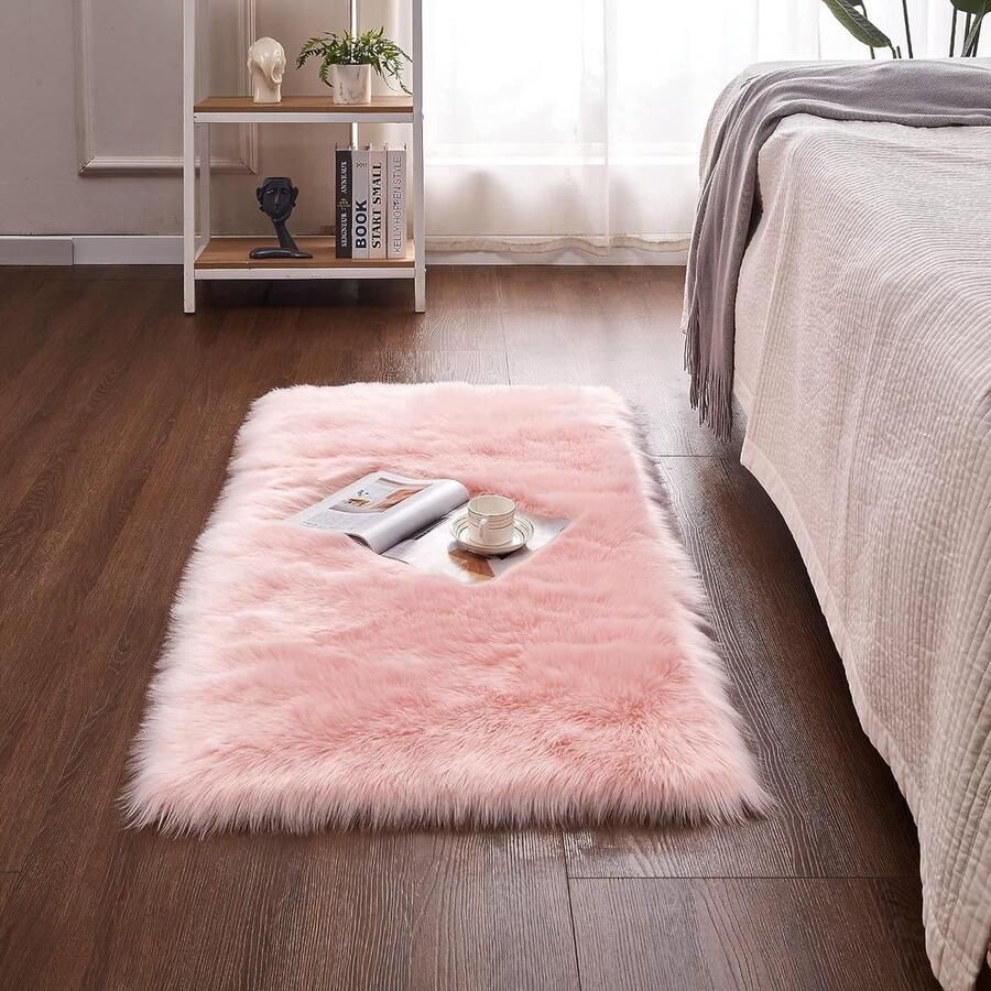 Tapijt van kunstbont wollige schapenvacht lamsvacht imitatiebont wasbaar voor woonkamer slaapkamer stoel bed bank decoratie decoratief tapijt 70 x 135 cm