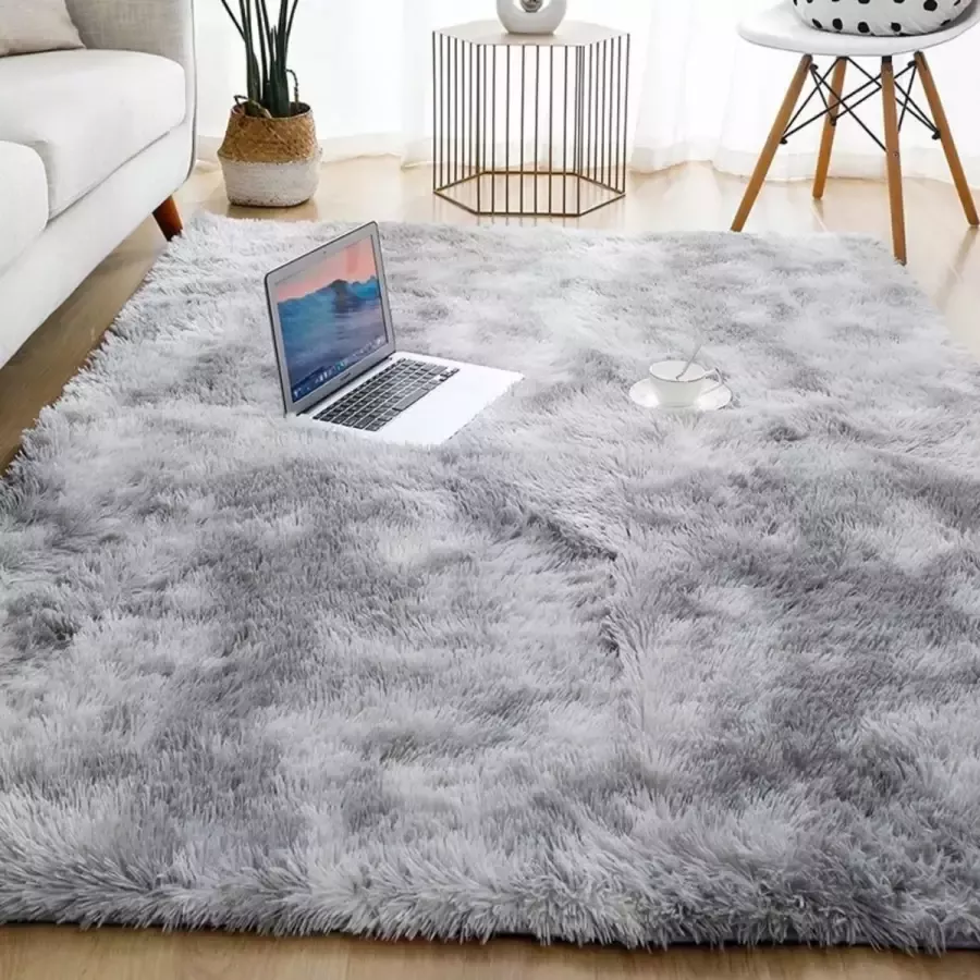 Tapijt Vloerkleed 120 x 160 CM Zacht Kleed Effen Vloerkleed Woonkamer Slaapkamer Fluffy Grijs