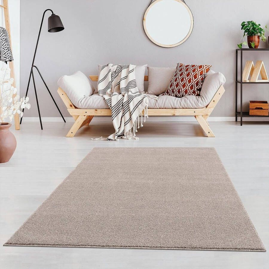 Tapijt voor de woonkamer effen tapijt voor de kinderkamer slaapkamer werkkamer kantoor hal en keuken laagpolig tapijt beige afmetingen: 140x200 cm