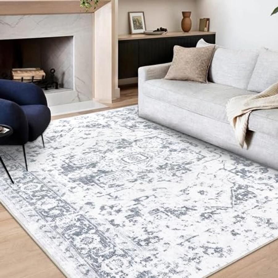 Tapijt voor Woonkamer en Slaapkamer 160 x 230 cm Wasbaar en Antislip Vintage Vloerkleed