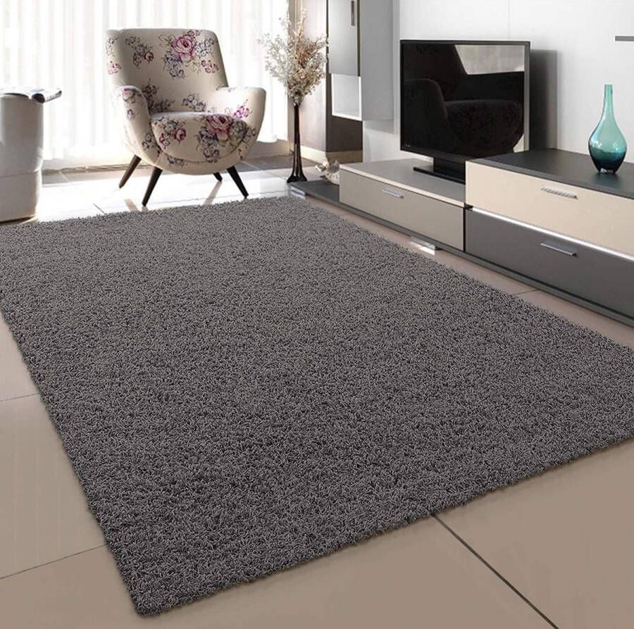 tapijt woonkamer grijs hoogpolig langpolig modern afmetingen: 160 x 230 cm