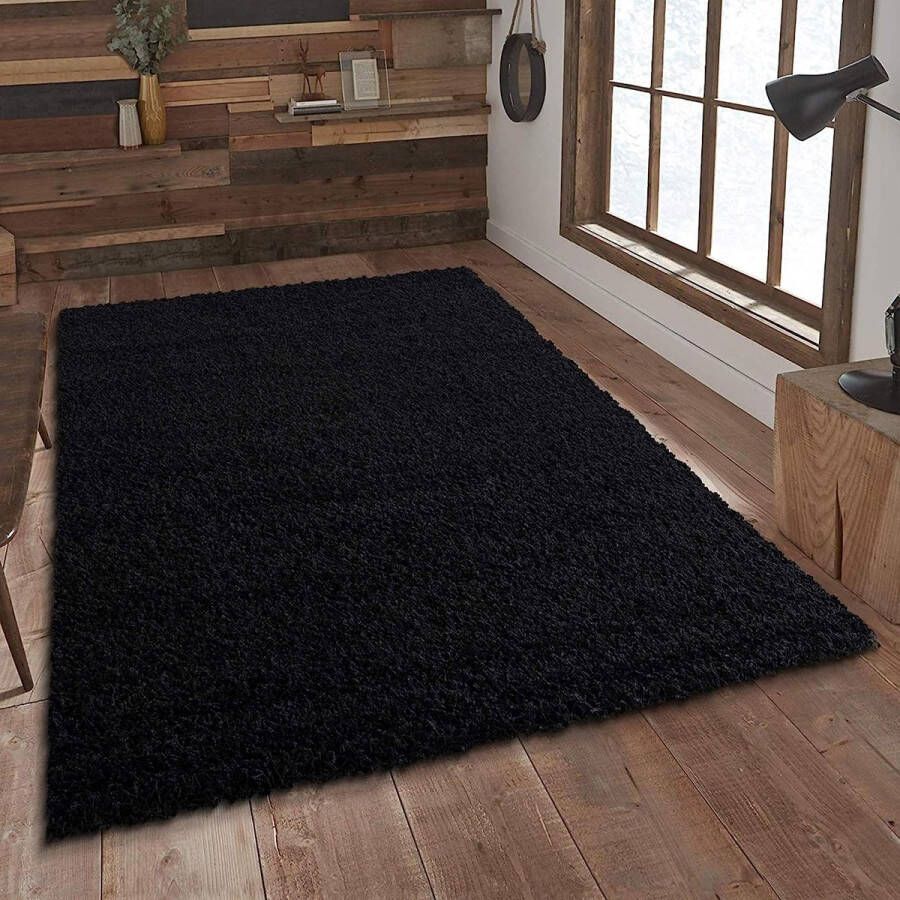 CItak tapijt woonkamer zwart hoogpolig langpolig modern afmetingen: 160 x 230 cm