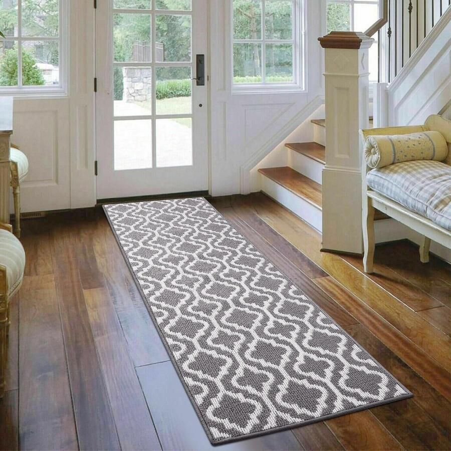 Tapijtloper gang 60 x 180 cm vintage keukentapijt wasbaar antislip grijs vloerkleed