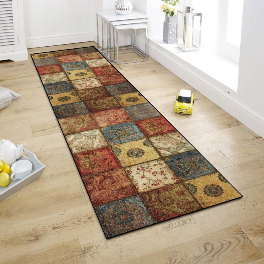 Tapijtloper van 80 x 200 cm voor gang keuken woonkamer slaapkamer 6 mm dikke keukenloper antislip polyester duurzaam wasbaar tapijtloper aanpasbaar