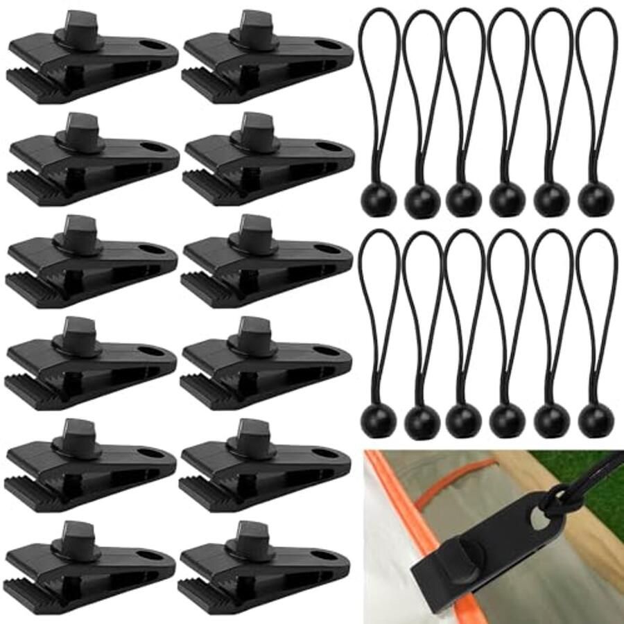 Tarp Clips Set 12 Stuks Heavy Duty Zeilclips voor Tent en Camping