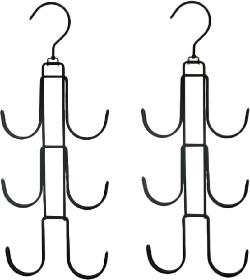Tassenhouder 2 Stuks Totaal 12 Haak Handtassen Haak Kapstok Kledingkast opbergrek Draaibare Ruimtebesparende Haak voor tassen hoeden riem dassen en sjaals Zwart Ijzer