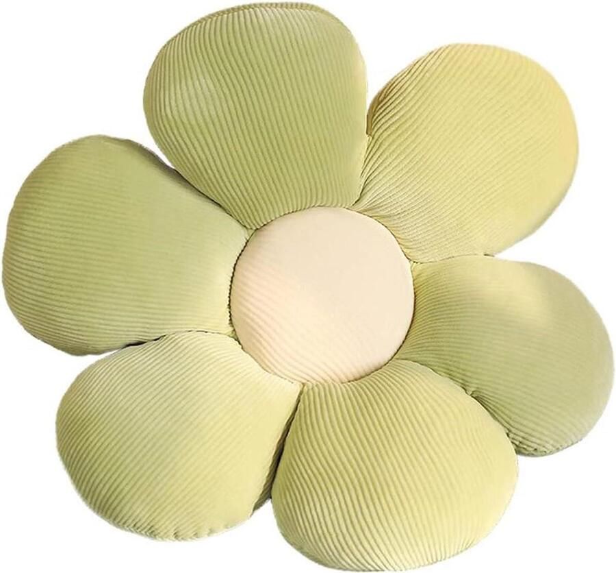 Tatami bloemenvloerkussen Pluche decor comfortabel zitkussen voor kinderkamer thuis op de bank (60 x 60 cm groen & wit a)