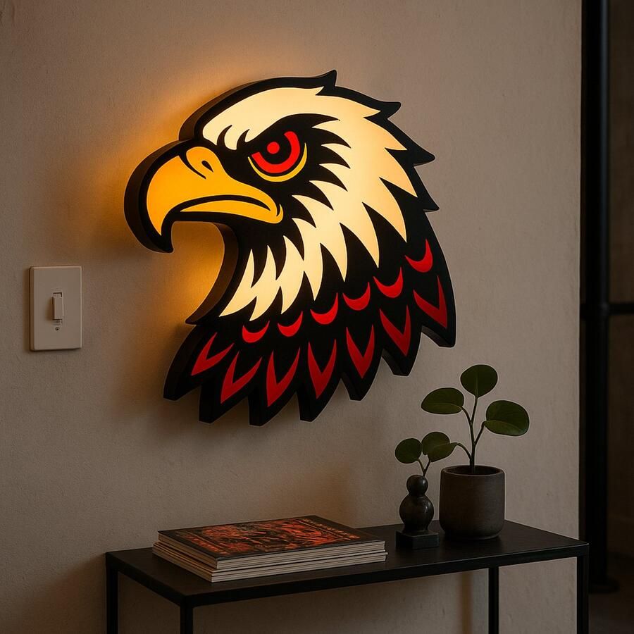 Tattoo Eagle Lightbox – LED Wall Art Lamp voor Studio Thuis & Cadeau Leeslampje Kinderen Cadeau Jongen Meisje of Baby Muur Decoratie Kunst Kinderkamer Babykamer Origineel Kraamcadeau of Geboorte Cadeau Wanddecoratie Dierenkamer