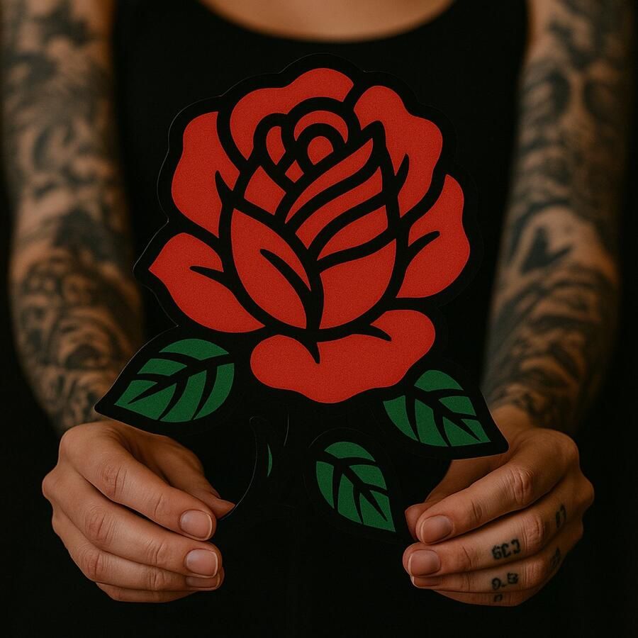 Tattoo Roos Lightbox – Old School Design Leeslampje Kinderen Cadeau Jongen Meisje of Baby Muur Decoratie Kunst Kinderkamer Babykamer Origineel Kraamcadeau of Geboorte Cadeau Wanddecoratie Dierenkamer Speelhoek Verjaardagscadeau