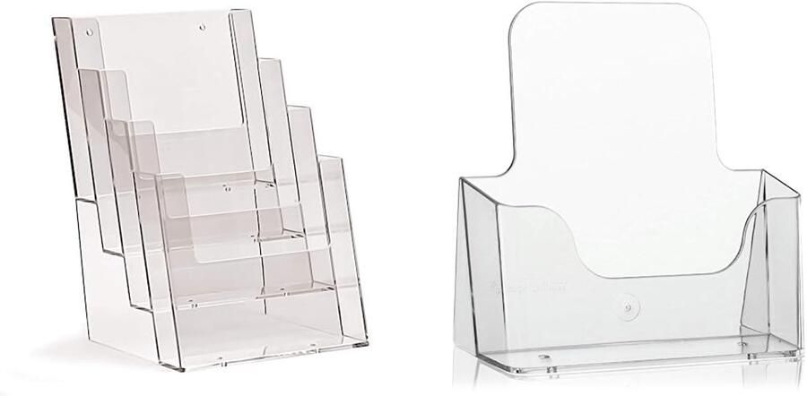 Taymar DIN A5 brochurestandaard met 4 niveaus transparant & tafel brochurestandaard flyerstandaard brochurehouder van VITAdisplays (transparant DIN A5)