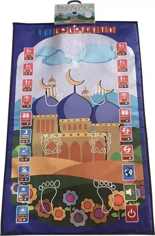 TDR-Smart Worship-gebedsmat voor kinderen -Islamitische Educatief Interactieve-blauw 110*70cm