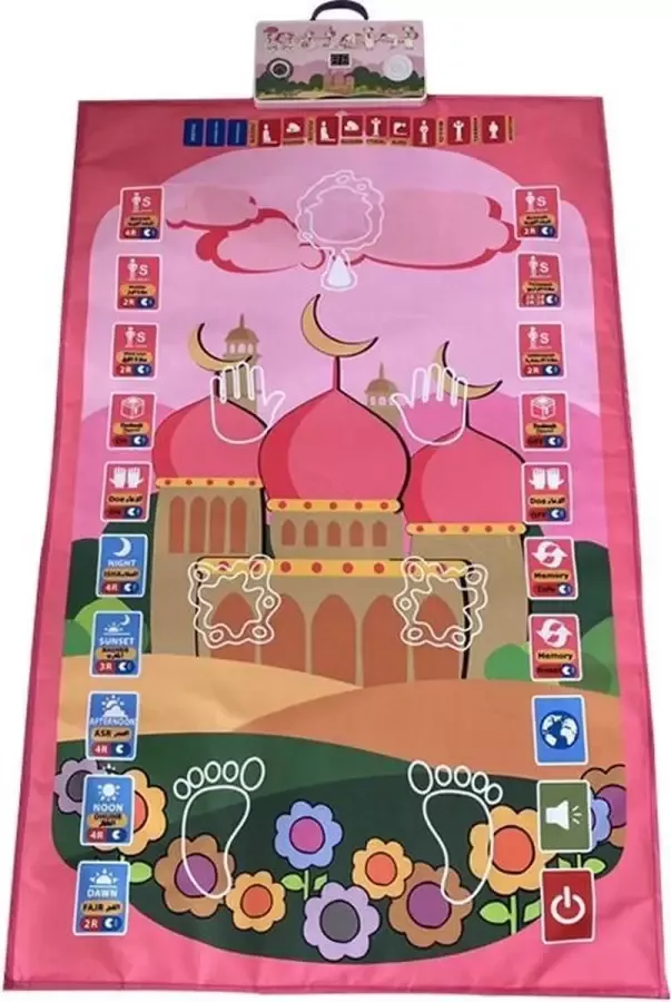 TDR-Smart Worship-gebedsmat voor kinderen- Islamitische Educatief Interactieve-roze 110*70cm