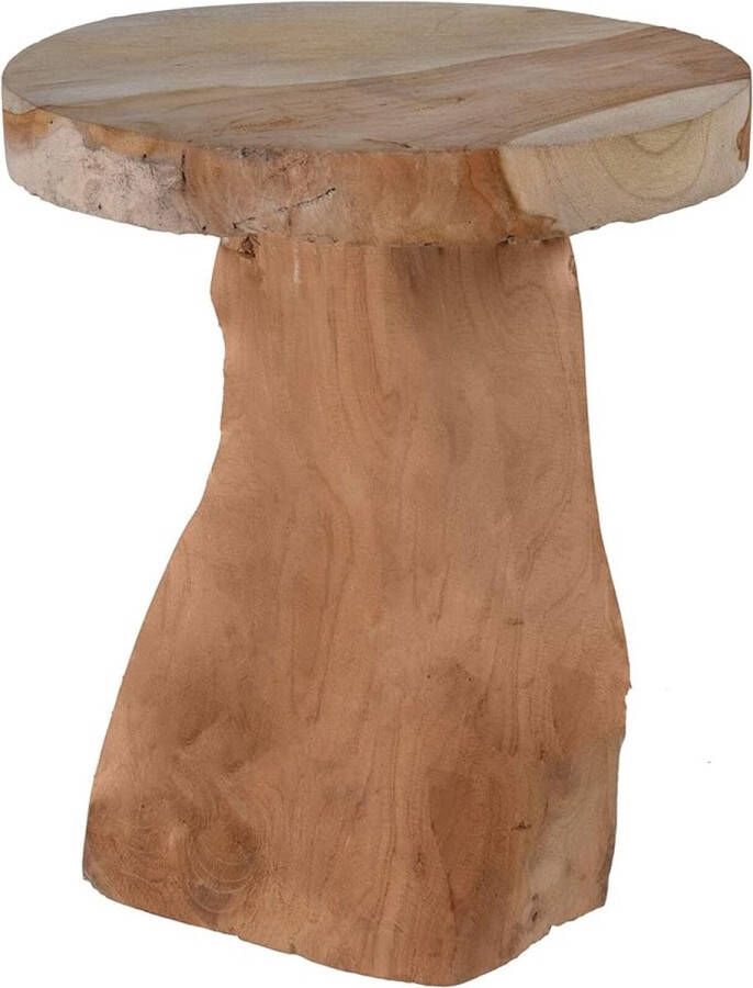 Teak houten kruk 30 x 25 cm massief hout decoratieve houten bloemenkruk bloemenstandaard plantenstandaard bijzettafel