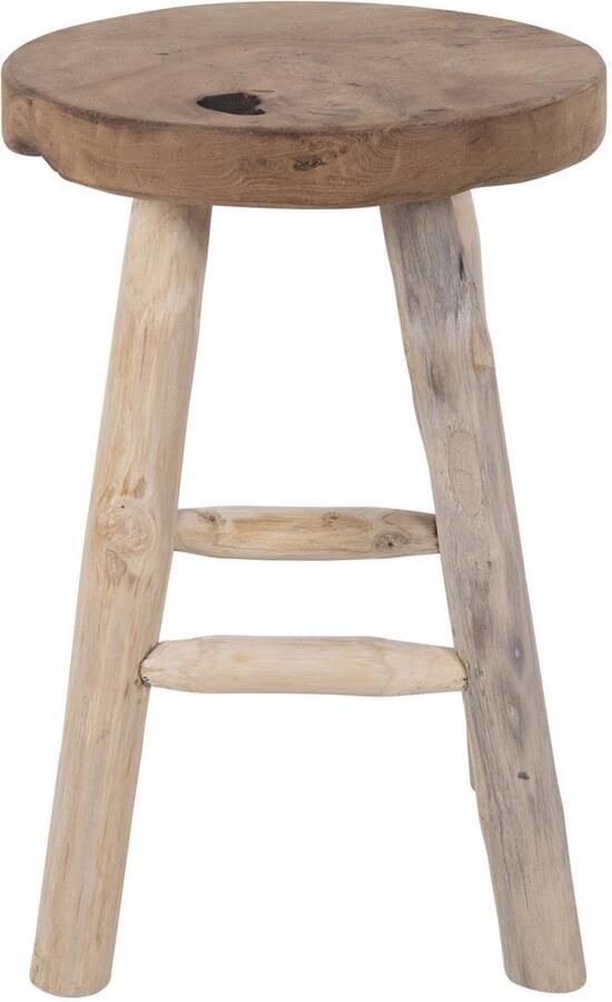 Teak -ontlasting Rustieke stoel Natuurlijke afwerking Duurzaam teakhout Ø30x45cm voegt organische stijl toe geassembleerd