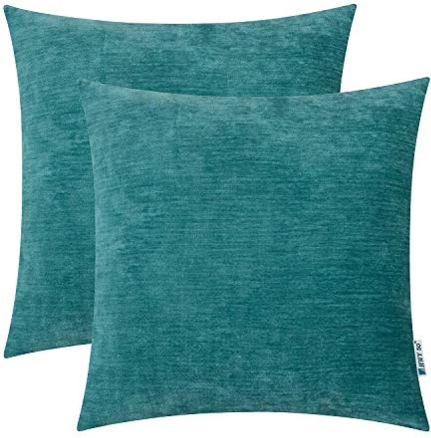 Teal Kussensloop 40 x 40cm Set van 2 voor Bank en Slaapkamer