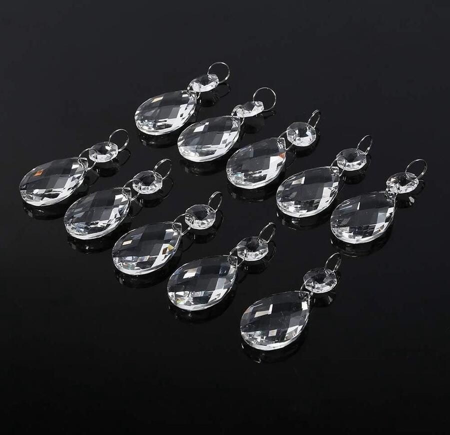 Teardrop Crystal Helder Kristal Kroonluchter Prisma's Hangende Glas Kristallen Hangers Garland voor Bruiloft Middelpunt Boomdecoratie