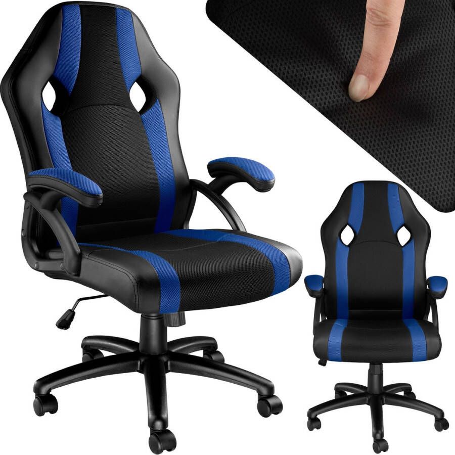 Tectake bureaustoel gamingchair luxe burostoel kantoorstoel racingstoel burostoel gamestoel Goodman zwart blauw - Foto 2