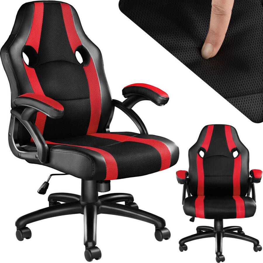 Tectake bureaustoel gamingchair luxe burostoel kantoorstoel racingstoel burostoel gamestoel Benny zwart rood - Foto 2
