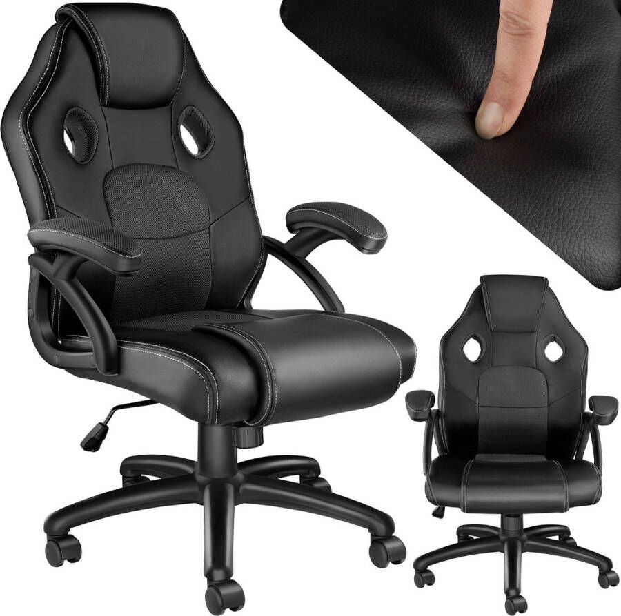 Tectake bureaustoel gamingchair luxe burostoel kantoorstoel racingstoel burostoel gamestoel Mike zwart zwart