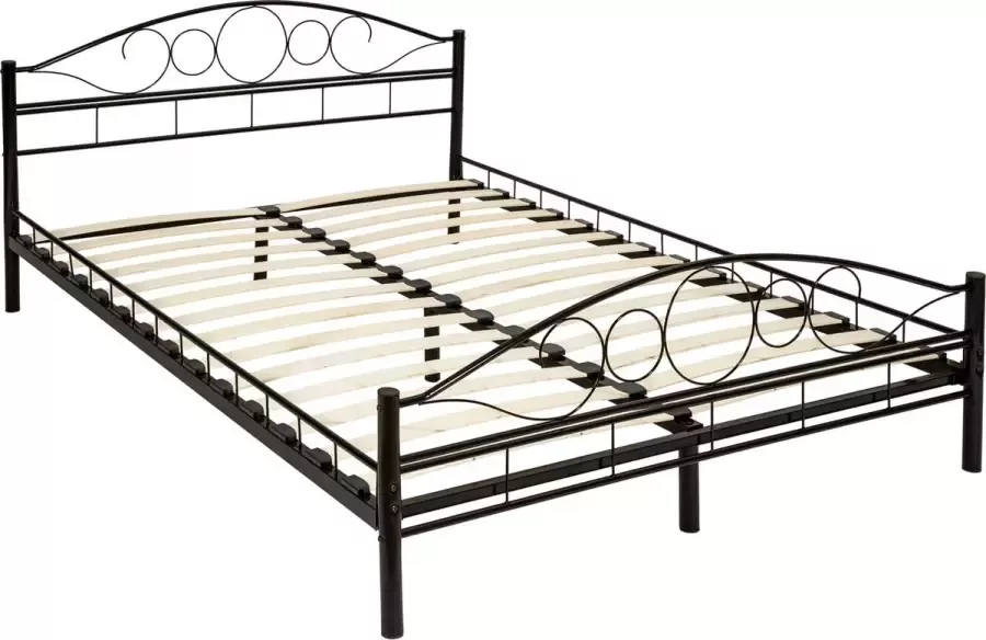 Tectake Metalen Bedframe met Lattenbodem 140 x 200 cm Een- of tweepersoonsbed van metaal Twijfelaar Bedframe voor slaapkamer en logeerkamer Zwart Verschillende kleuren en maten - Foto 2