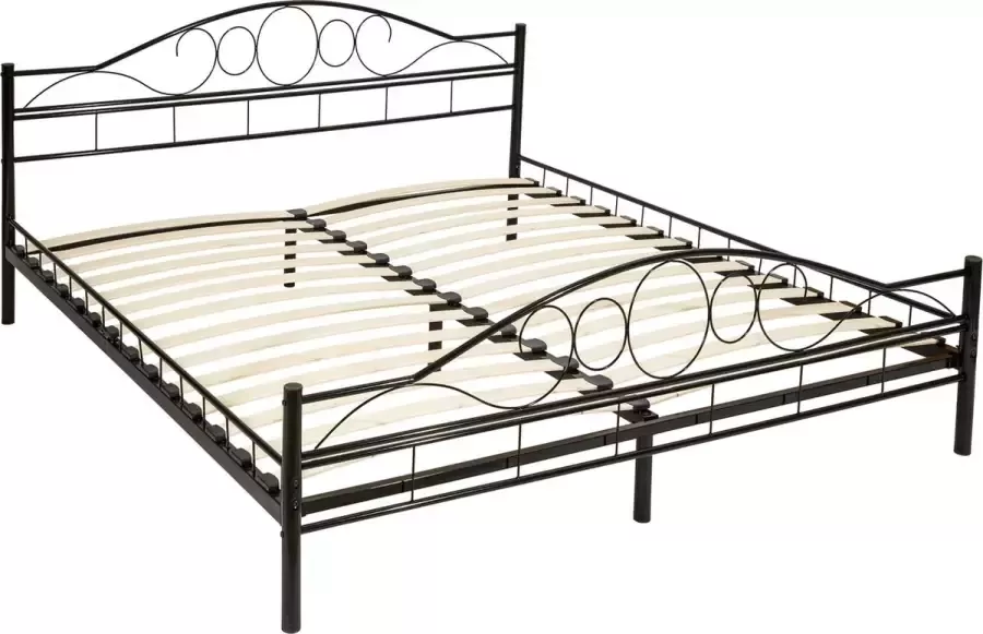 Tectake Metalen Bedframe met Lattenbodem 180 x 200 cm Tweepersoonsbed van Metaal Bedframe voor Slaapkamer en Logeerkamer Zwart Verschillende Kleuren en Maten - Foto 2