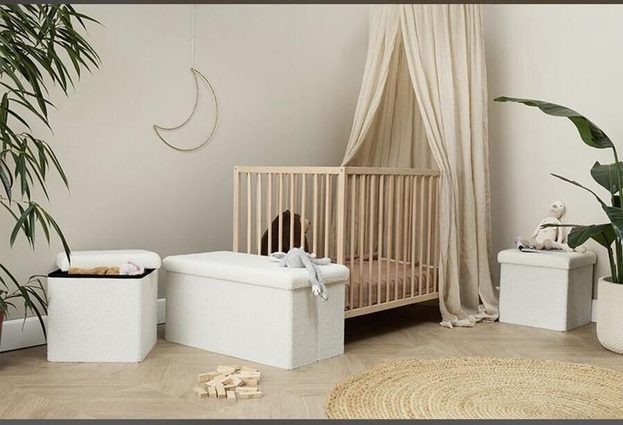 Lifa-Living Opbergbox Teddy Set 3 Opbergruimte met Teddy stof Wit max draagvermogen 100kg