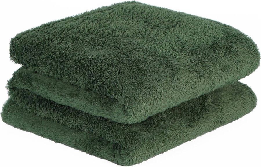 Teddy Fleece Deken Groot Overgooien Bed Pluche Super Zachte Warme Sofa Sprei Bosgroen 150 x 200cm