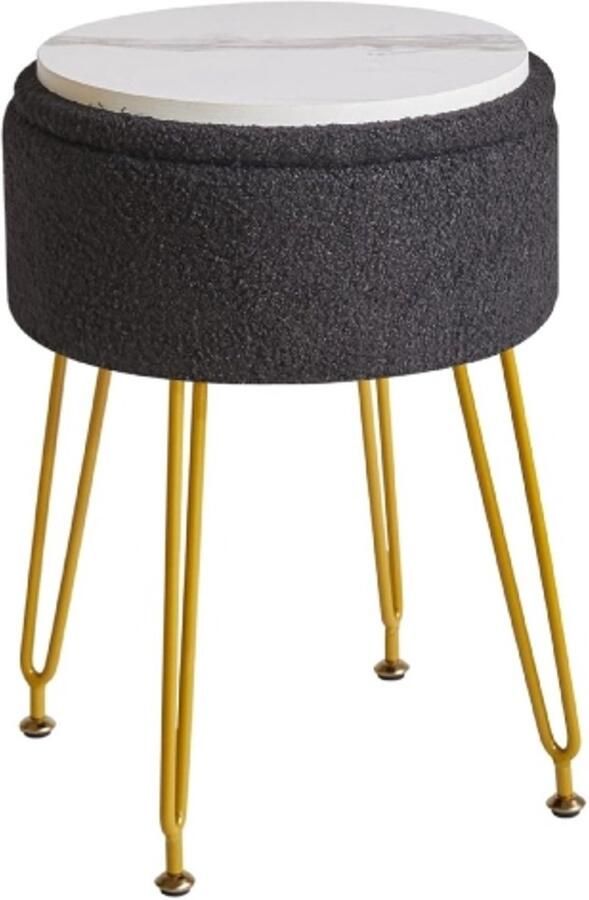 Retadou Teddy fluwelen opslag voetensteun kruk Ottoman make-up ijdelheid kruk bijzettafel met afneembare afdekking gouden stalen poten salontafel top cover zwart