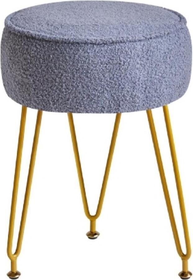Retadou Teddy fluwelen ronde voetensteun kruk voetenbank make-up ijdelheidspak bijzettafel fluwelen kleedtafel zitbank poef bankkruk voor woonkamer slaapkamer grijs-blauw