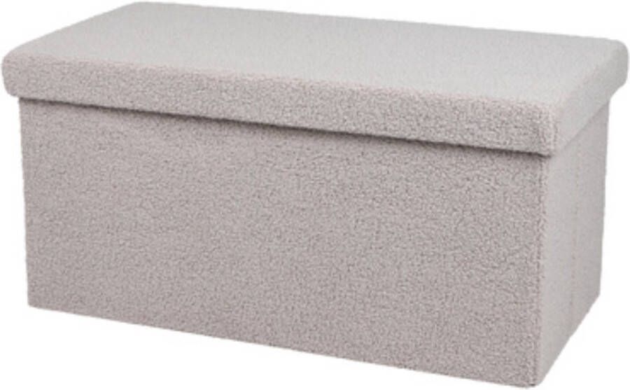 Teddy opbergpoef Stof Opbergpoef Opberg poef Teddy bankje organizer Teddy Zachte opbergpoef Opvouwbaar Lichtgrijs