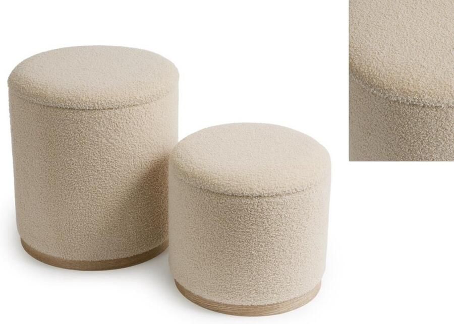 Fameilleur Luxe Teddy Poef met Opbergdeksel – Bouclé Poef 35x40 cm – Zachte Stof in Off-White – Multifunctionele Poef met Opbergruimte – Zitkruk Voetenbank & Bijzettafel – Kant-en-Klaar – Scandinavisch Design poef zitbank exclusief- opbergbank - Foto 3