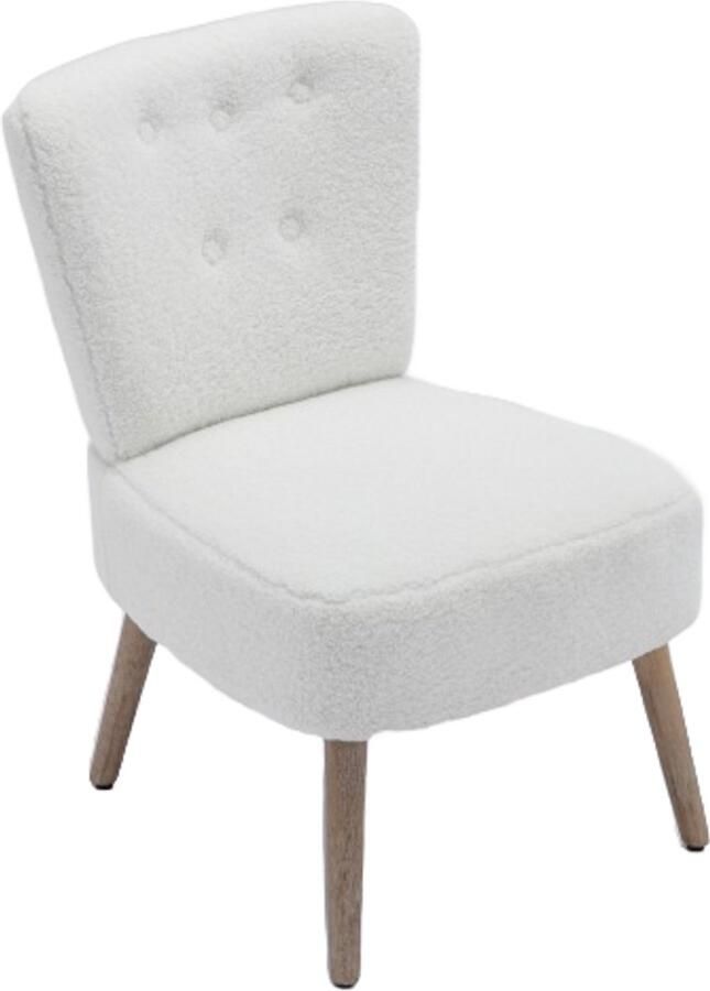 Zonder merk Gotagee Teddy Stof Ergonomische Fauteuil voor Woonkamer Slaapkamer Huis met Houten Poten en Verstelbare Poten voor Binnengebruik Wit
