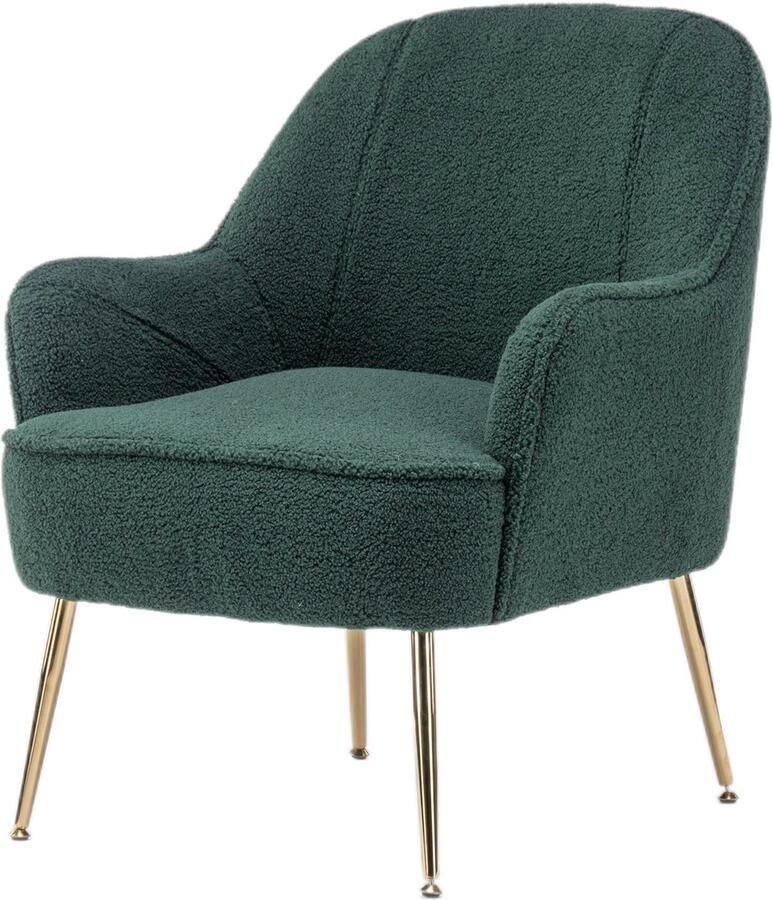 Zonder merk Gotagee Teddy stof fauteuil Woonkamer stoel Ergonomische stoel Slaapkamer stoel Thuis stoel met gouden poten en verstelbare poten Groente