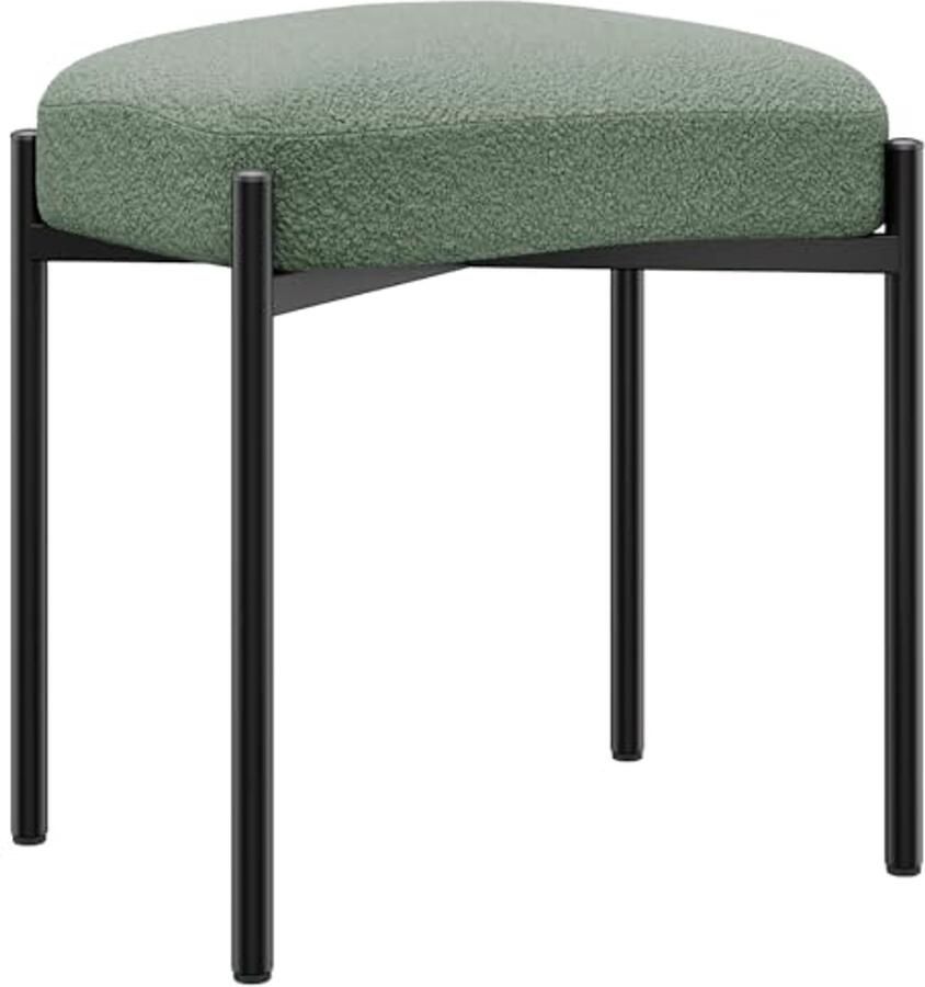 Teddy Velvet IJdelheid Kruk Vierkante Ottomaanse Bank met Metalen Benen voor Make-up en Woonruimte 37x29x46CM Groen
