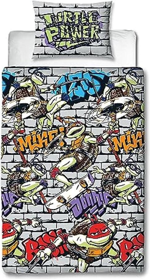 Teenage Mutant Ninja Turtles beddengoedset voor eenpersoonsbed Omkeerbaar dekbedovertrek met kussensloop