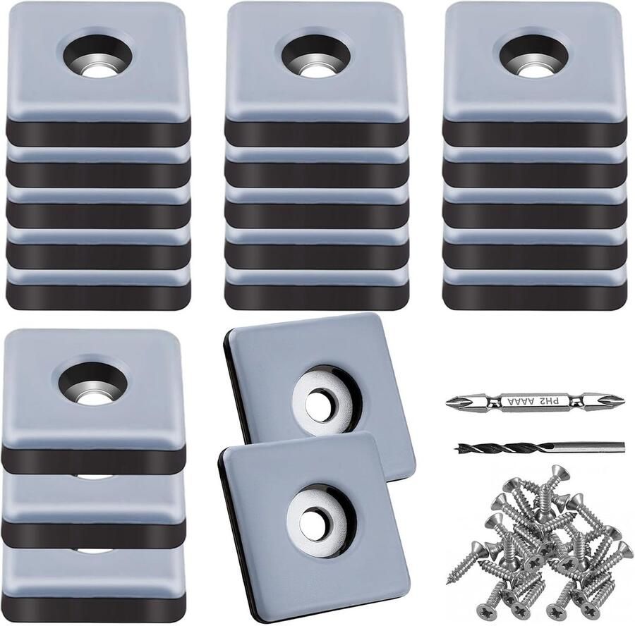 Teflon glijders om te schroeven 20 stuks 25 mm vierkante meubelglijders met 20 roestvrijstalen schroeven 2 boren vloerglijders meubelglijderset effectieve bescherming