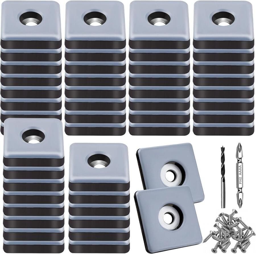 Teflon glijders om te schroeven 48 stuks 25 mm vierkante meubelglijders met 48 roestvrijstalen schroeven 2 boren vloerglijders meubelglijderset effectieve bescherming