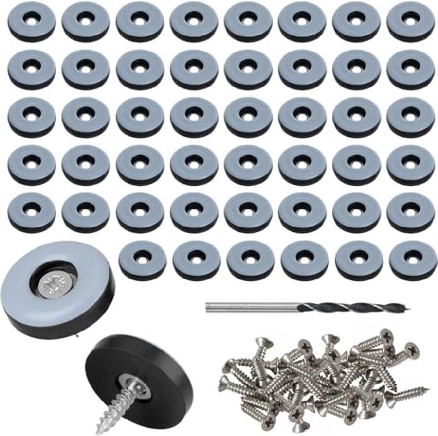 Teflon Stoelpads voor Meubels 48 Stuks Ø 22 mm Furniture Glides met Schroeven