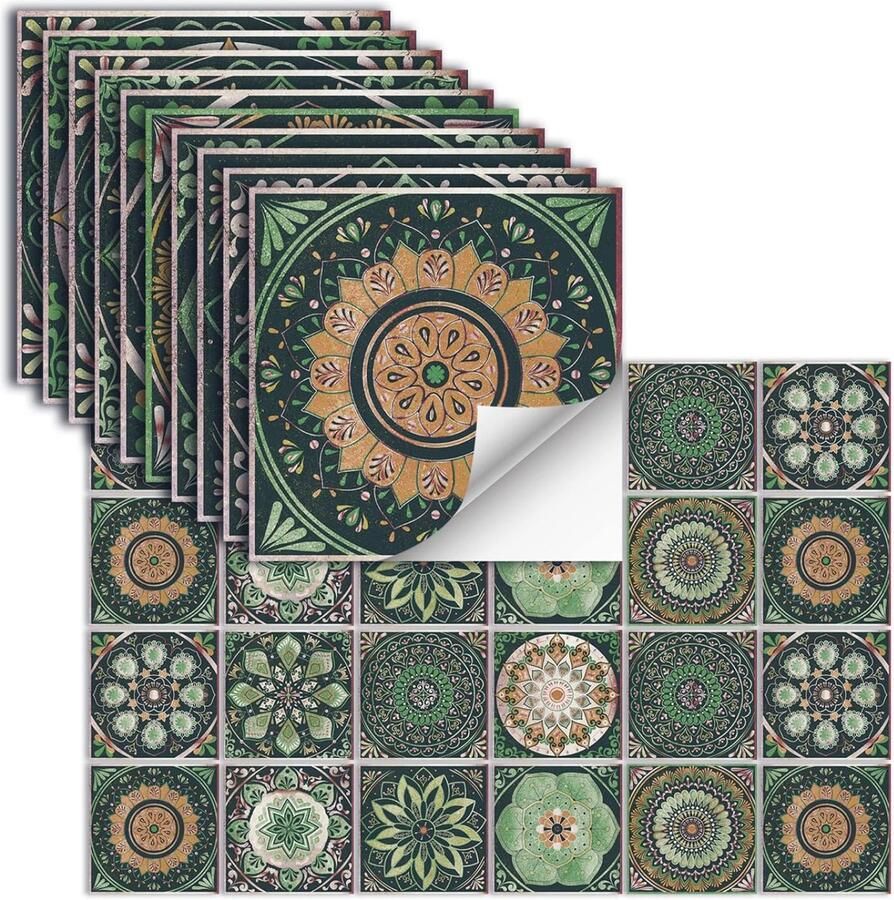 Tegelstickers Zelfklevend Vinyl Waterdichte Muurdecoratie voor Keuken en Badkamer Set van 24 Stuks 10x10cm