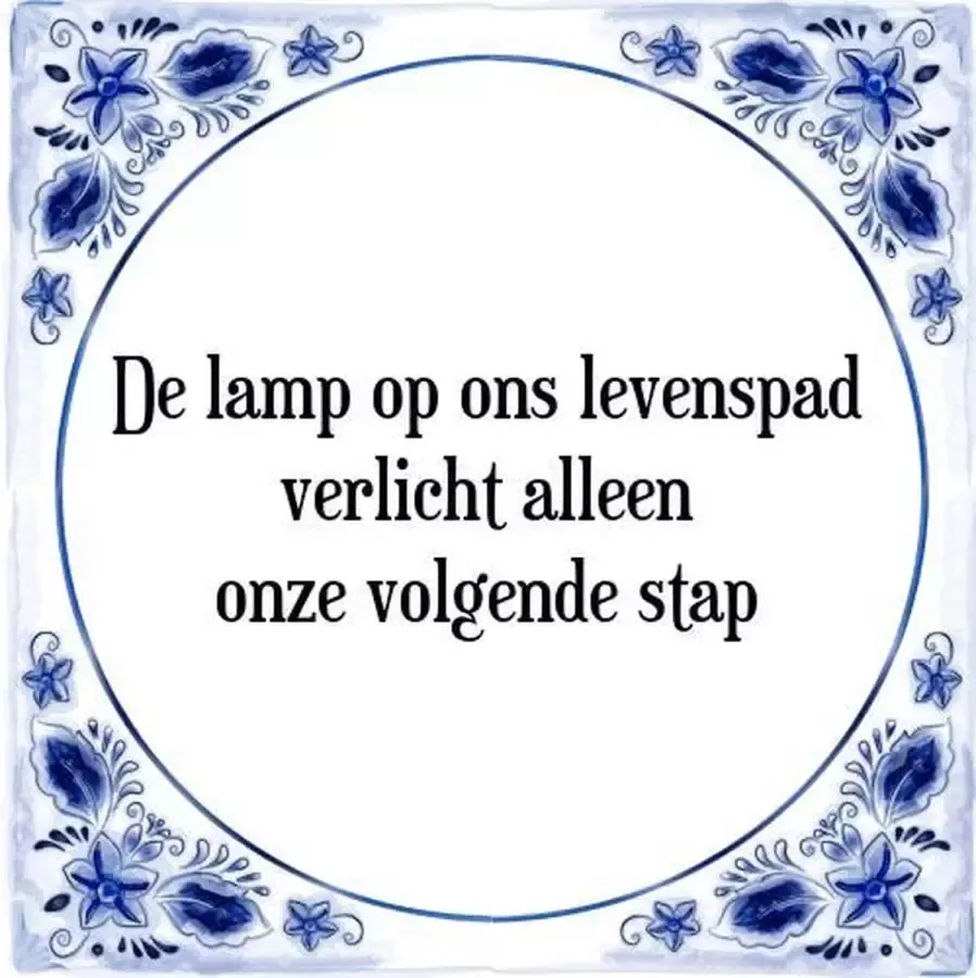 Tegeltje met Spreuk (Tegeltjeswijsheid): De lamp op ons levenspad verlicht alleen onze volgende stap + Kado verpakking & Plakhanger