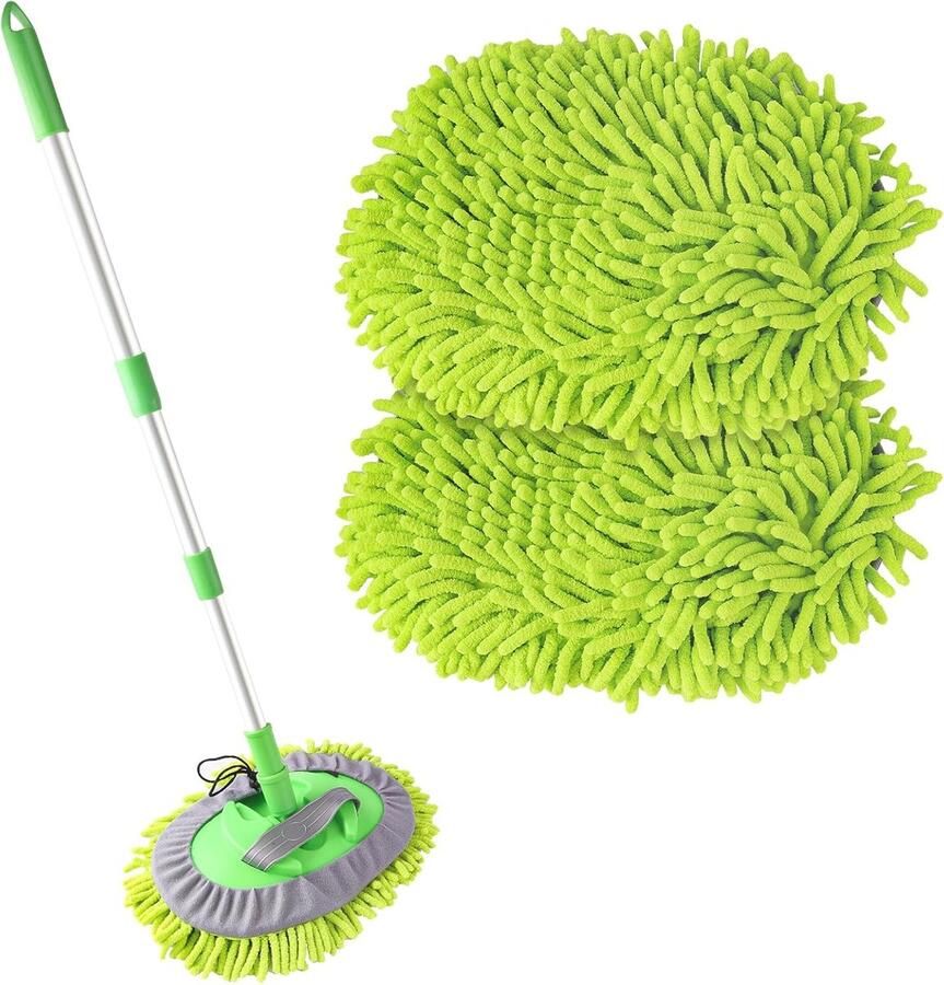 Telescoop Autowasborstel 118 cm 2-in-1 Microvezel Chenille Reinigingsborstel voor Auto Camper en Vrachtwagen