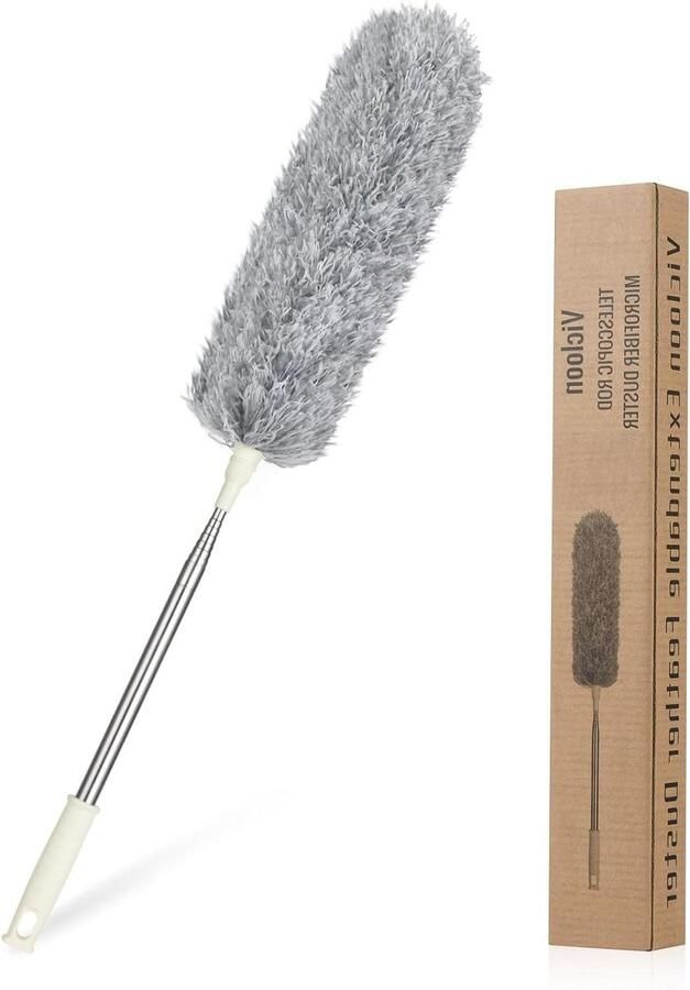 Telescopic Dust Mop Up to 243cm Length With Mini Window Cleaning Brush Washable Corner Broom