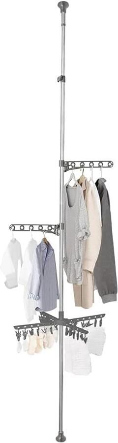 Telescopisch kledingrek Draagbaar kleerhanger 2 stuks Grijs