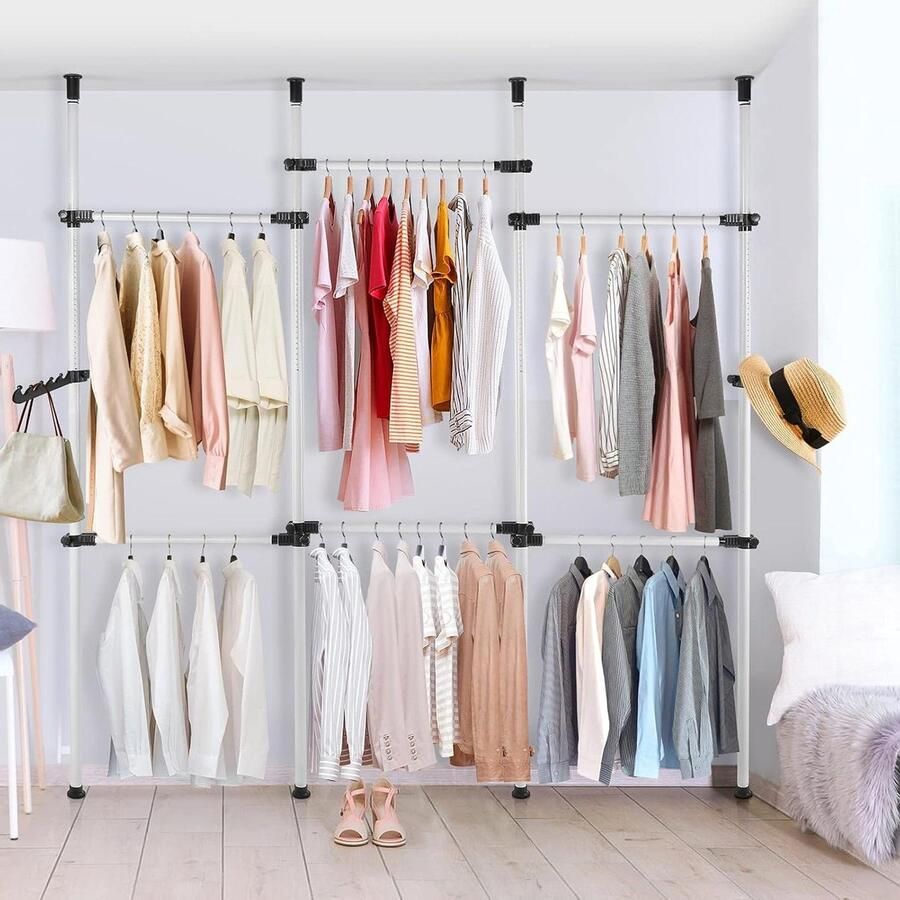 Telescopisch kledingrek met verstelbare stangen 38 mm