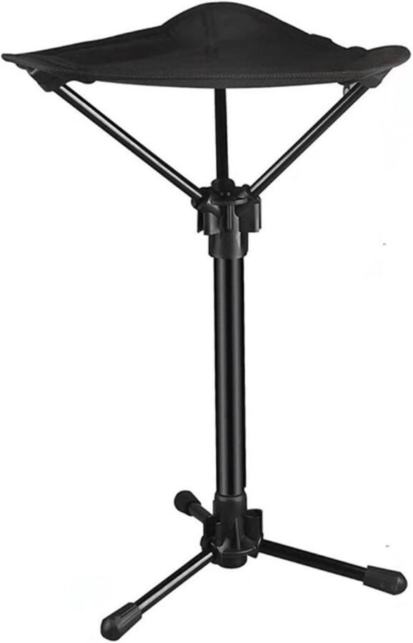 Telescopisch kruk Opvouwbare kruk Campingstoel Aluminiumlegering zwart 60-79 cm driepootzitting met één poot verstelbaa voor vissen en kamperen